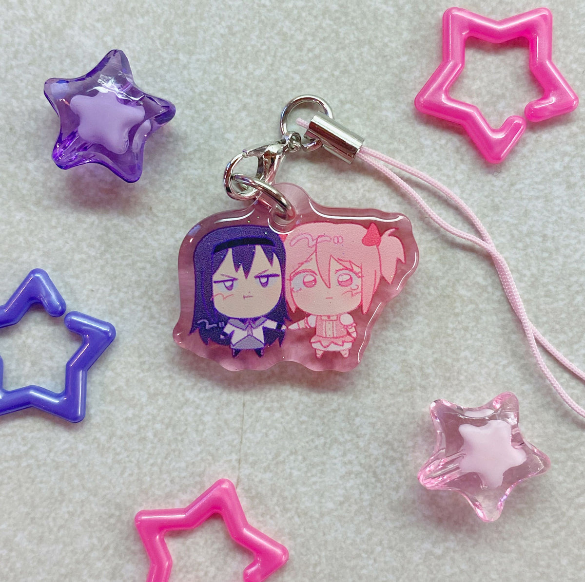 3cm Madohomu Madoka Magica Glitter Epoxy Phone Charm