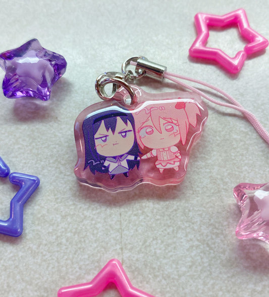 3cm Madohomu Madoka Magica Glitter Epoxy Phone Charm